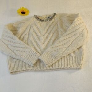 Zara Cream Cable Knit Sweater